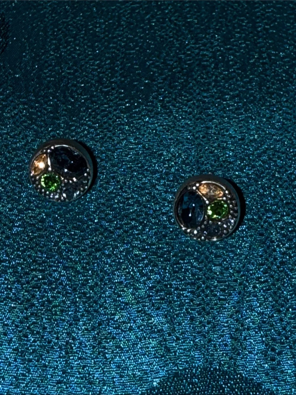 Round Multi-Stone Stud Earrings in Blue and Green